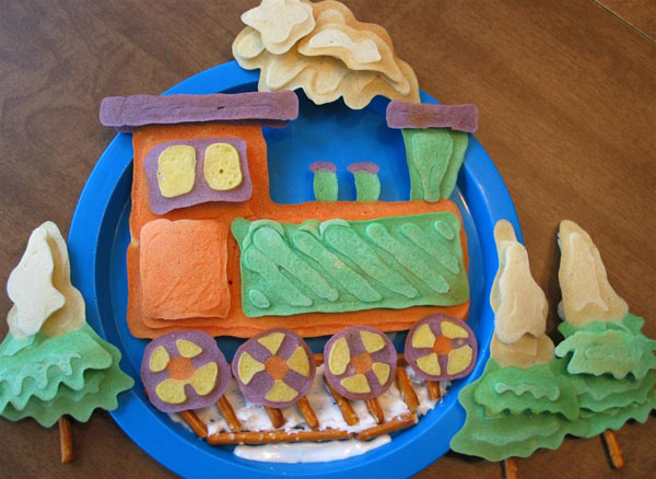 colorful train pancake Jenni Price