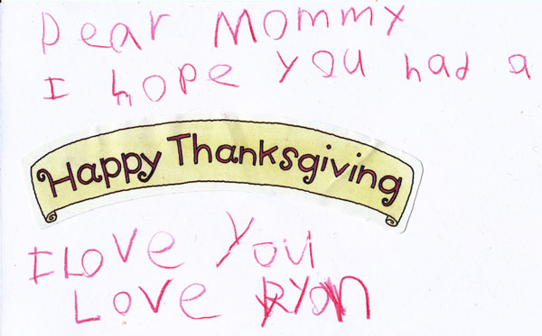 R's thanksgiving note